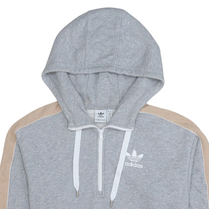 Adidas Women Grey Beige 1/2 Zip Hooded Sweatshirt Size XS UK 6