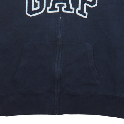 Gap Men's Blue Full Zip Hoodie Size L Regular Fit Fleece Logo Sweatshirt