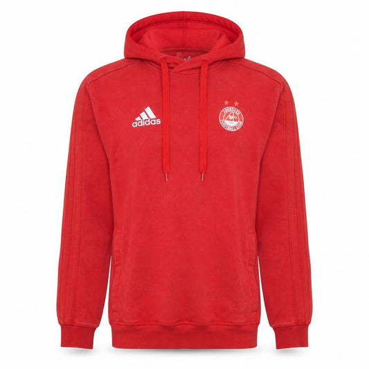 Front view of Adidas Men Red Aberdeen FC Hoodie Small Pullover Sports Style