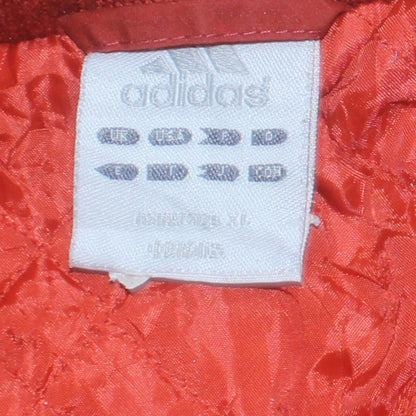 adidas Men Red Bomber Jacket XL Polyester Lined Sportswear