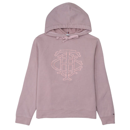 Tommy Hilfiger Womens Pink Pullover Hoodie S 100% Cotton Embroidered Logo