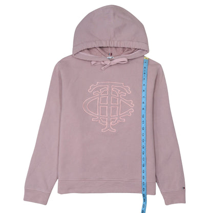 Tommy Hilfiger Womens Pink Pullover Hoodie S 100% Cotton Embroidered Logo