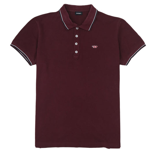 Diesel Men’s Red Cotton Polo Shirt Size L Short Sleeve Classic Fit