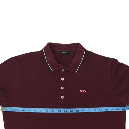 Diesel Men’s Red Cotton Polo Shirt Size L Short Sleeve Classic Fit