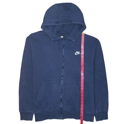 Nike Men's Blue Full Zip Hoodie XL Fleece Logo Sweatshirt