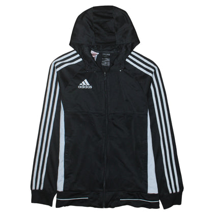 Adidas Boys Black Full Zip Hoodie Size M with White Stripes
