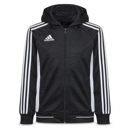 Adidas Boys Black Full Zip Hoodie Size M with White Stripes
