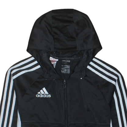 Adidas Boys Black Full Zip Hoodie Size M with White Stripes