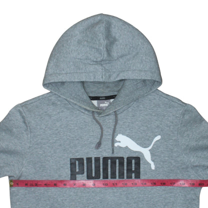 Puma Men's Grey Small Pullover Hoodie Logo Graphic Sportswear