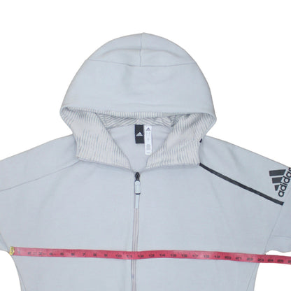 Adidas Men's Grey Full Zip Hooded Sweatshirt Hoodie L
