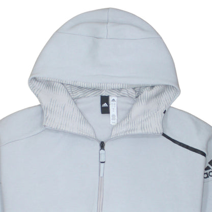Adidas Men's Grey Full Zip Hooded Sweatshirt Hoodie L