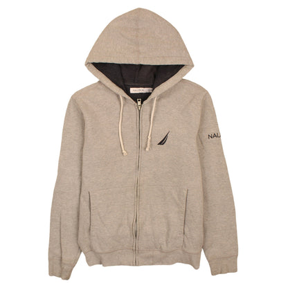 Nautica Men’s Beige Full Zip Hoodie XS Classic Logo Sweatshirt
