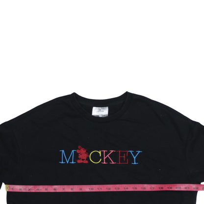 Disney C&A Women's Black Mickey Embroidered Pullover Sweatshirt M