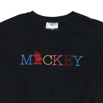 Disney C&A Women's Black Mickey Embroidered Pullover Sweatshirt M