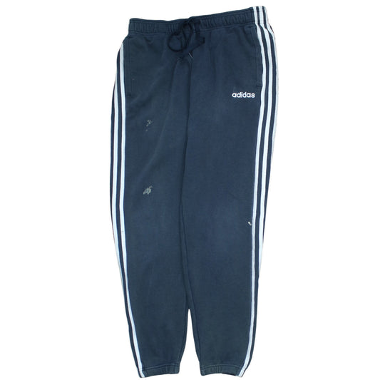 Adidas Men's Blue Jogger Sweatpants L Fleece Tapered Side Stripe