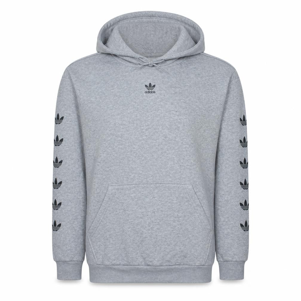 Adidas Womens Grey Pullover Hoodie Size 10 Logo Print Hooded Sweatshirt