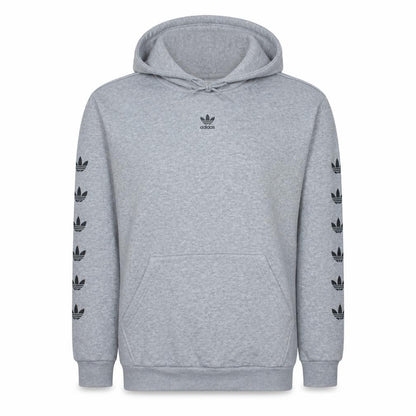 Adidas Womens Grey Pullover Hoodie Size 10 Logo Print Hooded Sweatshirt