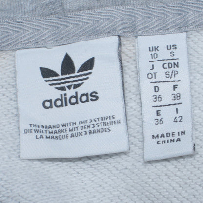 Adidas Womens Grey Pullover Hoodie Size 10 Logo Print Hooded Sweatshirt