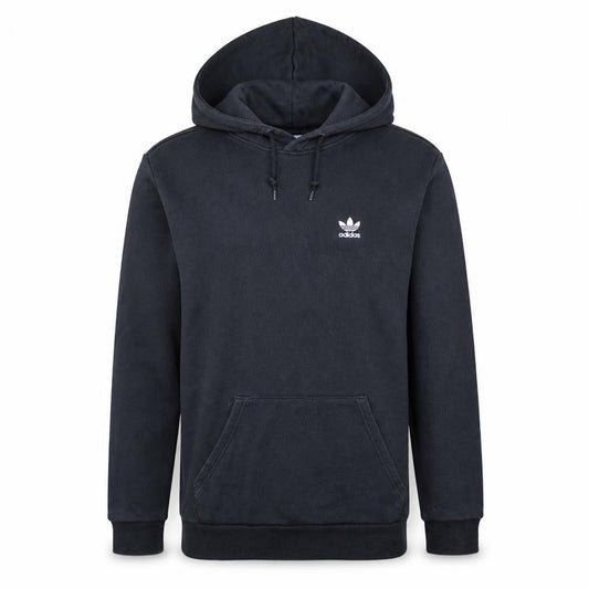 Front view of Adidas Men's Black Pullover Hoodie Small Logo Fleece Sweatshirt