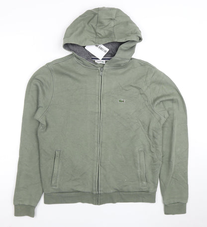 Lacoste Sport Boys Green Full Zip Hoodie Size 16 Years Cotton Blend