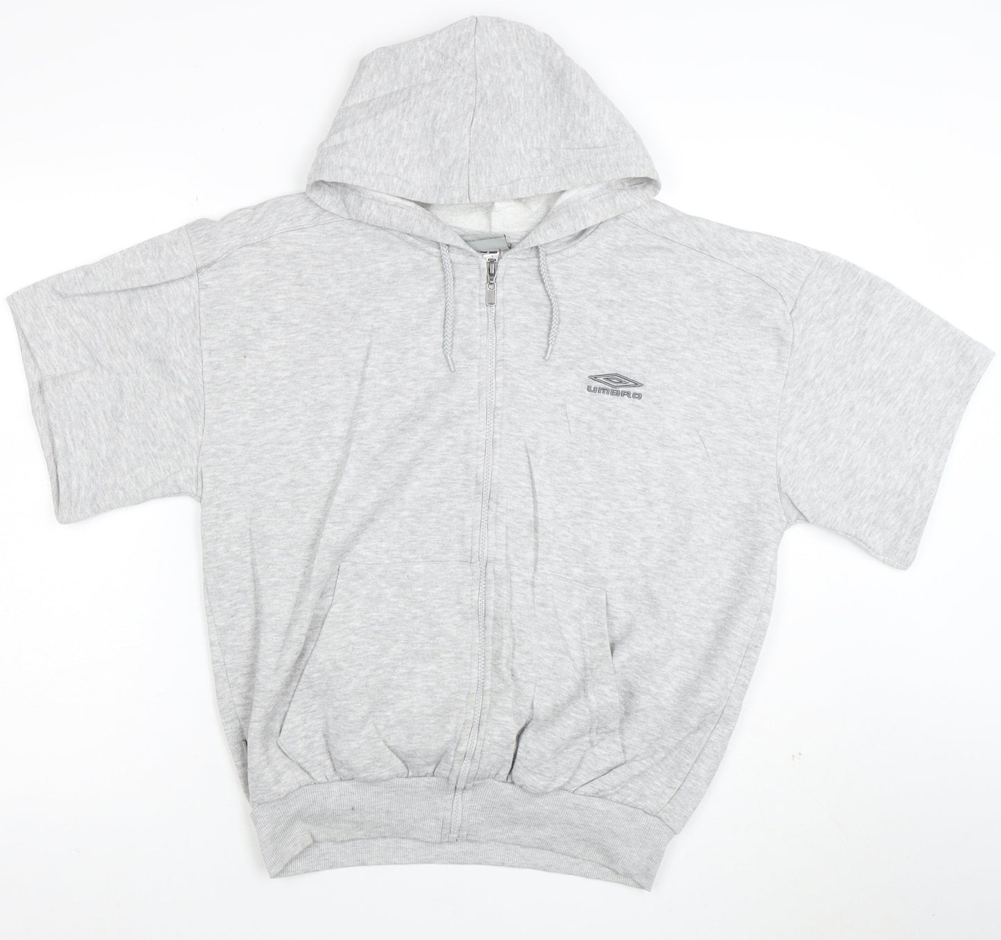 Umbro Womens Grey Full Zip Short Sleeve Hoodie Size S