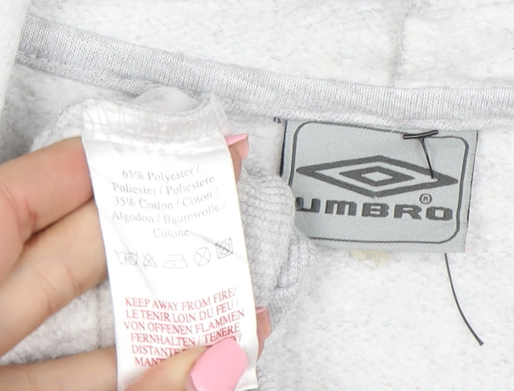 Umbro Womens Grey Full Zip Short Sleeve Hoodie Size S