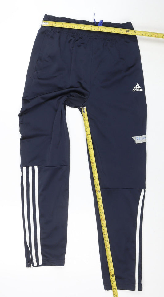 Adidas Boys Blue 15-16 Years Tapered Track Pants with Zip Pockets