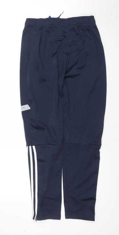 Adidas Boys Blue 15-16 Years Tapered Track Pants with Zip Pockets