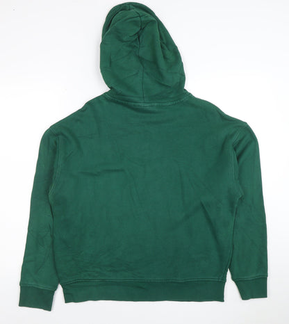 Adidas Women Green Pullover Hoodie Size S Logo Print Cotton Blend