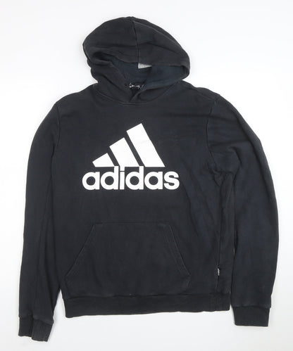 Adidas Men's Black Pullover Hoodie Fleece Medium Regular Fit