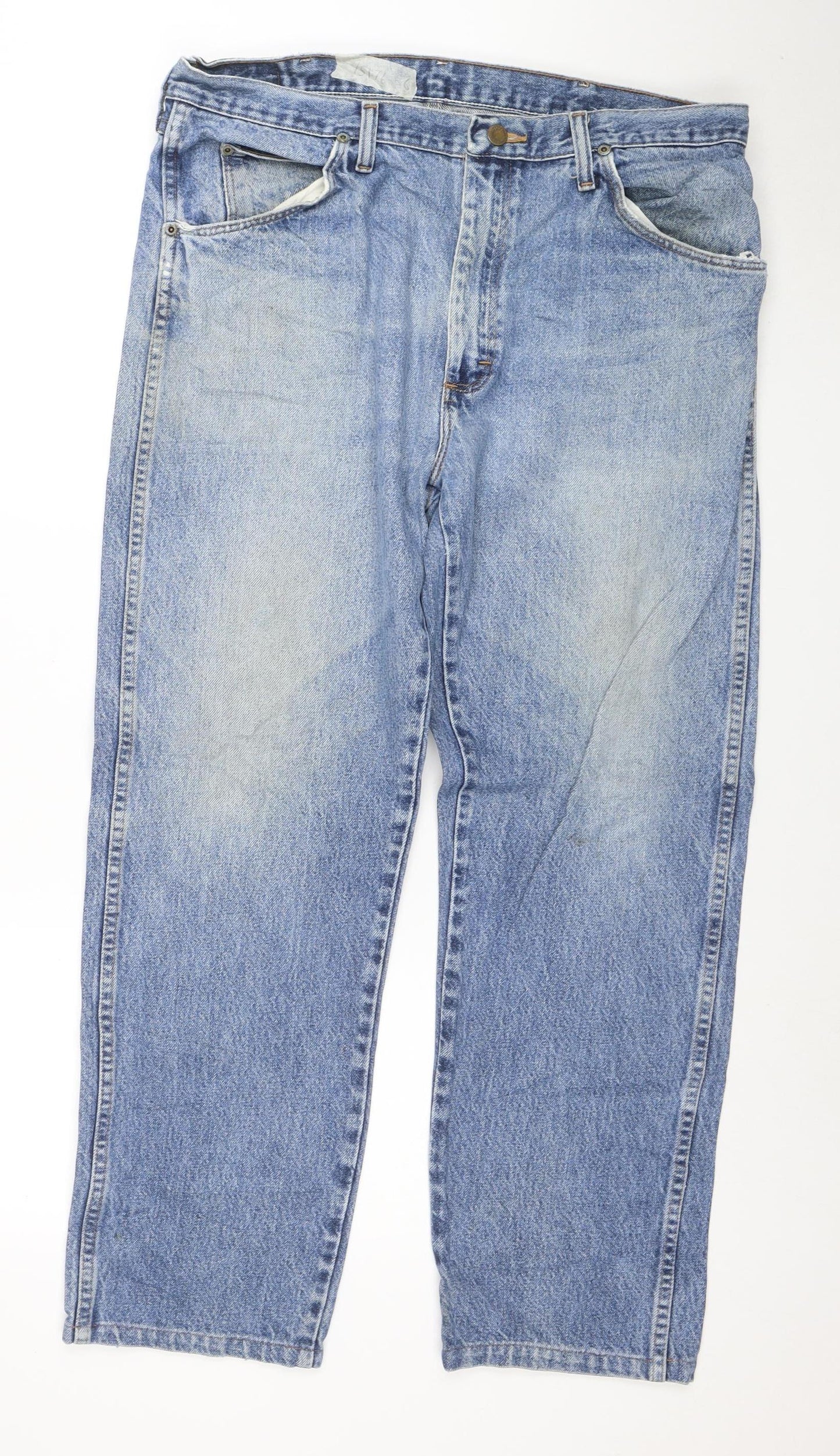 Wrangler Men Blue 36x30 Regular Fit Straight Denim Jeans