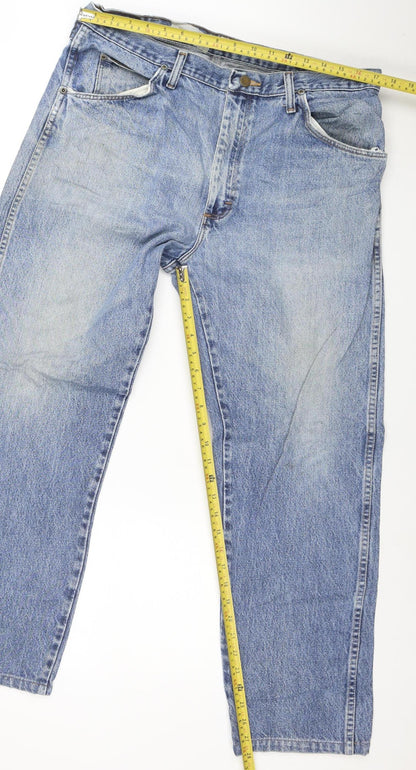 Wrangler Men Blue 36x30 Regular Fit Straight Denim Jeans