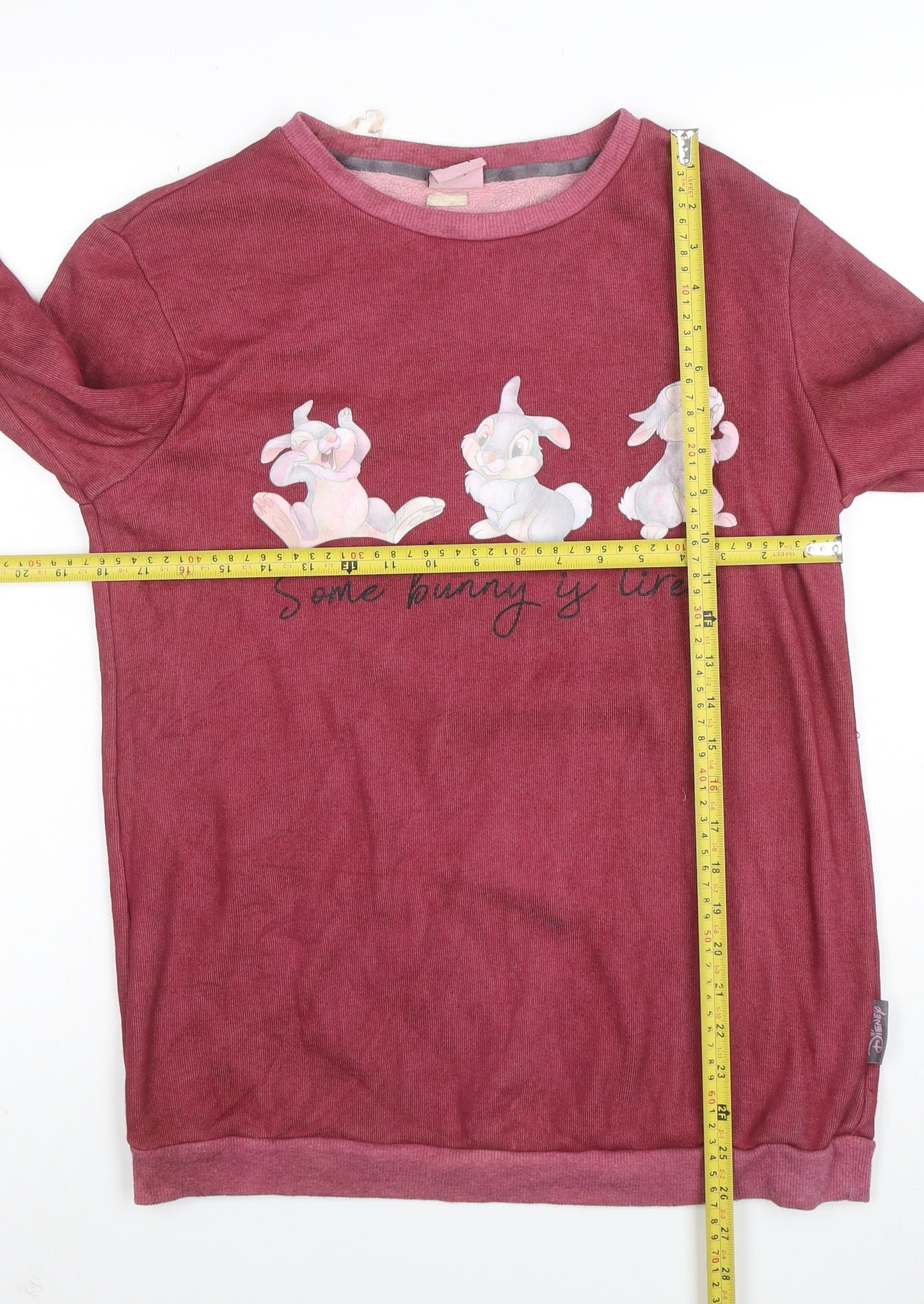 Disney Women XS Red Pullover Sweatshirt Thumper Some Bunny Is Tired