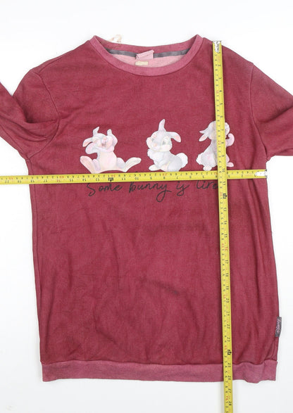 Disney Women XS Red Pullover Sweatshirt Thumper Some Bunny Is Tired