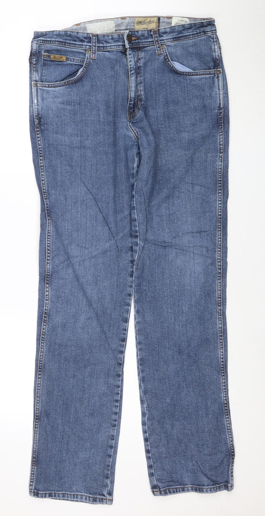 Wrangler Men Blue Arizona Stretch Straight Jeans W34 L34