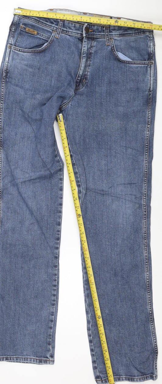 Wrangler Men Blue Arizona Stretch Straight Jeans W34 L34