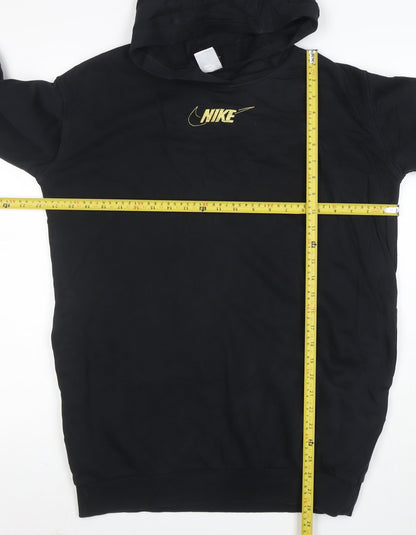 Nike Women Black Long Sleeve Pullover Hoodie L Cotton Blend