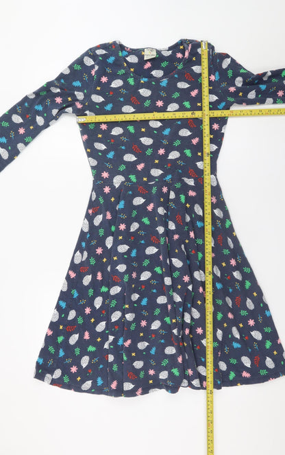 Frugi Women Blue Animal Print Fit & Flare Dress UK 10