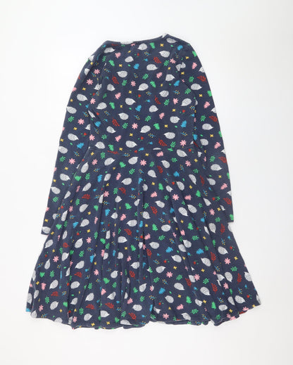 Frugi Women Blue Animal Print Fit & Flare Dress UK 10