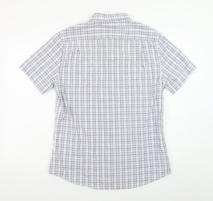 Dunnes Stores Men's Blue Check Short Sleeve Button-Up Shirt Size L