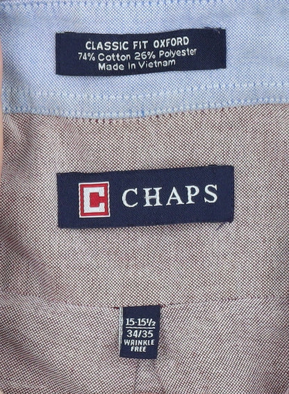 Chaps Men's Pink Classic Fit Oxford Button-Down Shirt 15.5 Long Sleeve