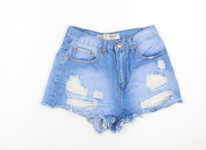 Denim Co. Womens Blue Size 10 Cut-Off Distressed Denim Shorts