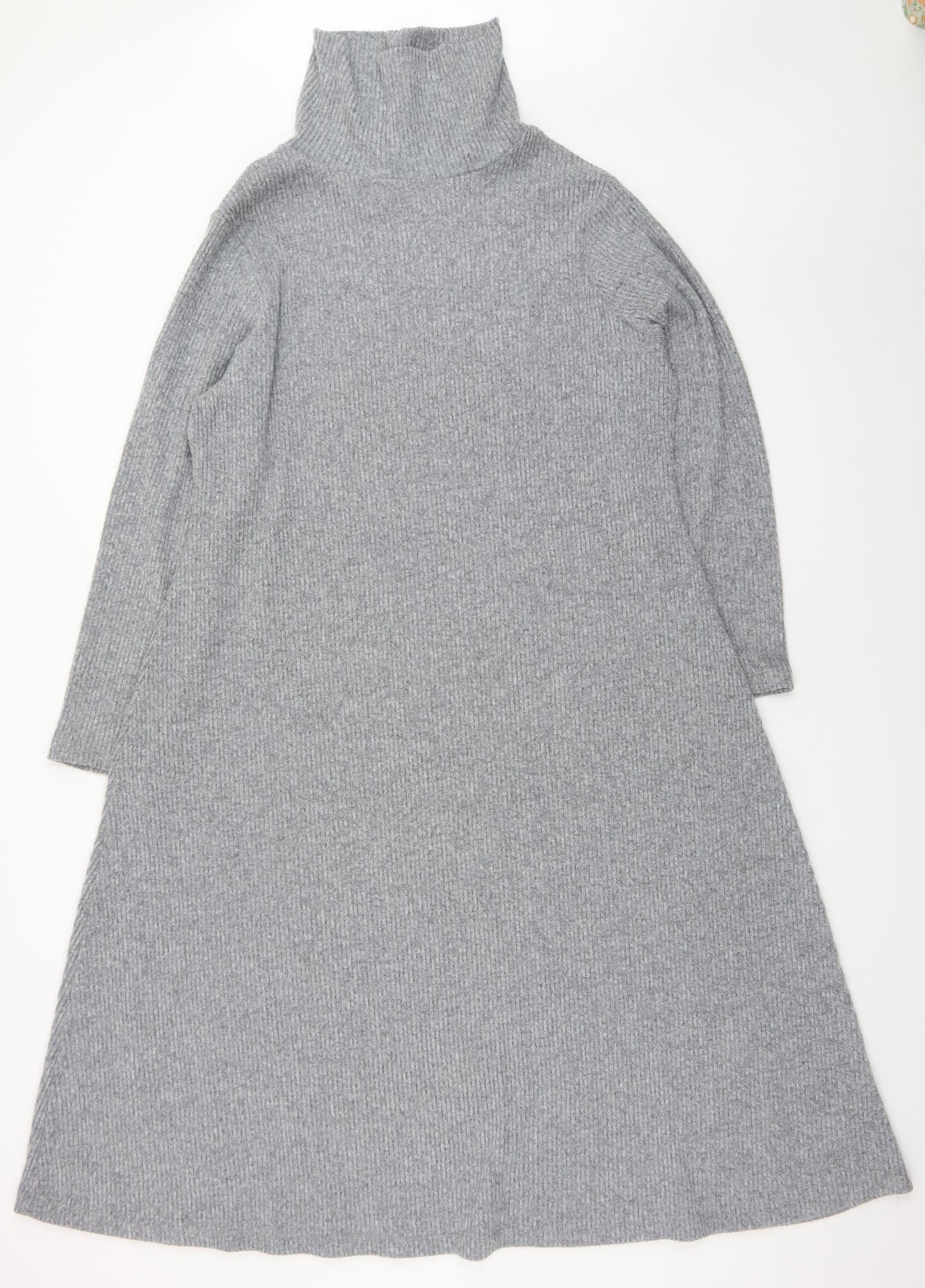 Dunnes Stores Women’s Grey XL Ribbed Roll Neck Jumper Dress