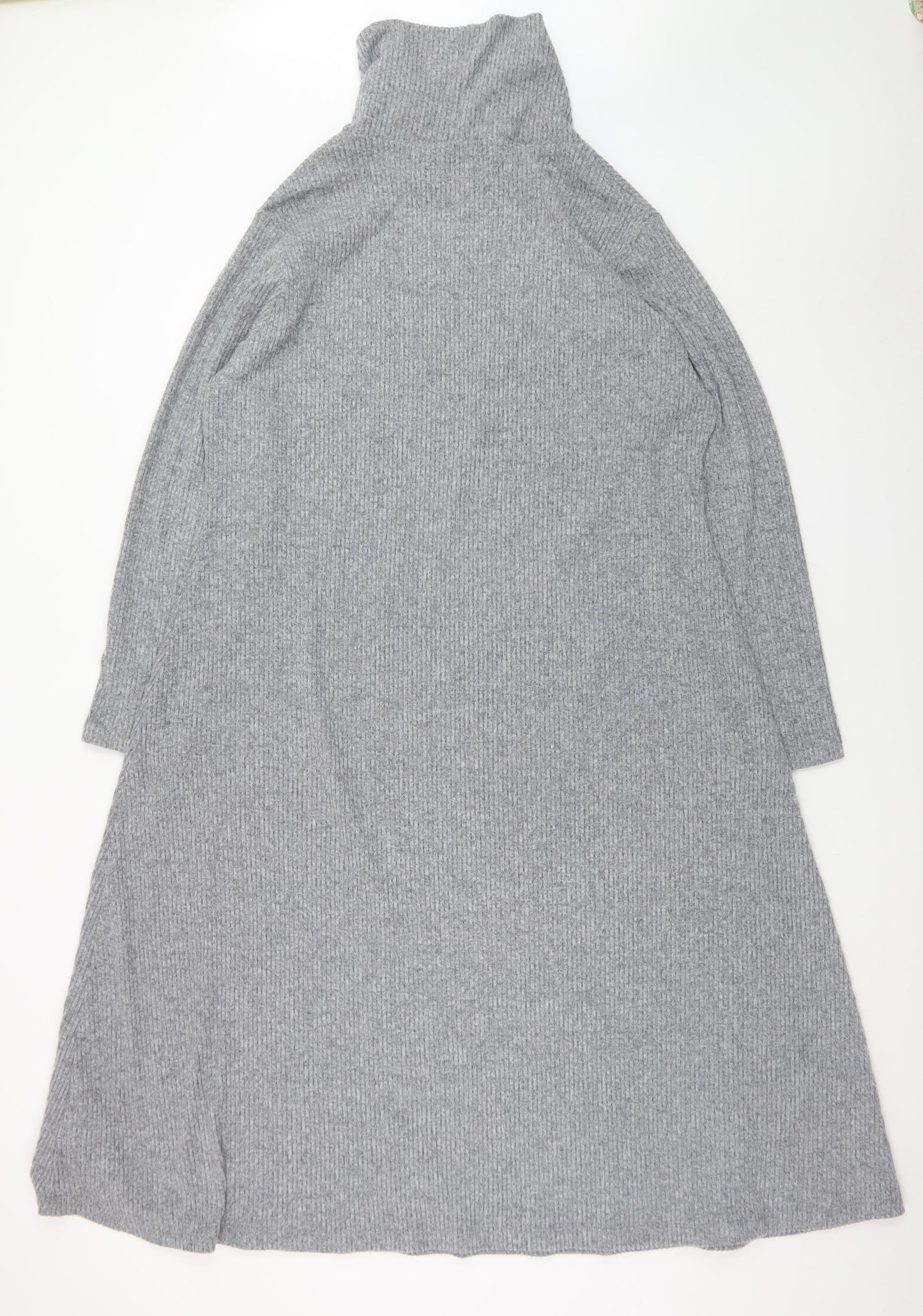 Dunnes Stores Women’s Grey XL Ribbed Roll Neck Jumper Dress