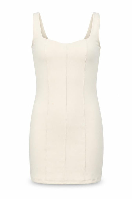 Stradivarius Women Ivory XS Bodycon Sleeveless Knit Short Dress