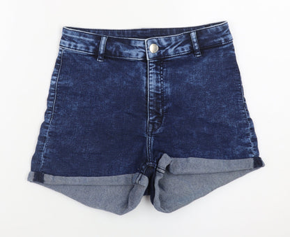 H&M Women Blue Size 8 High Waist Denim Shorts