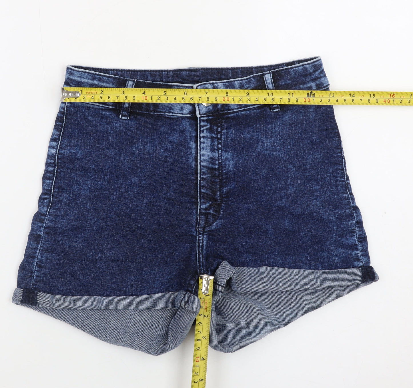 H&M Women Blue Size 8 High Waist Denim Shorts