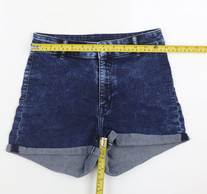 H&M Women Blue Size 8 High Waist Denim Shorts