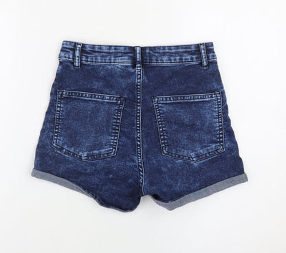 H&M Women Blue Size 8 High Waist Denim Shorts