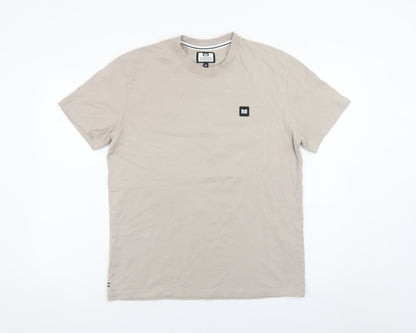 Weekend Offender Men's Beige Crew Neck Cotton T-Shirt Size M